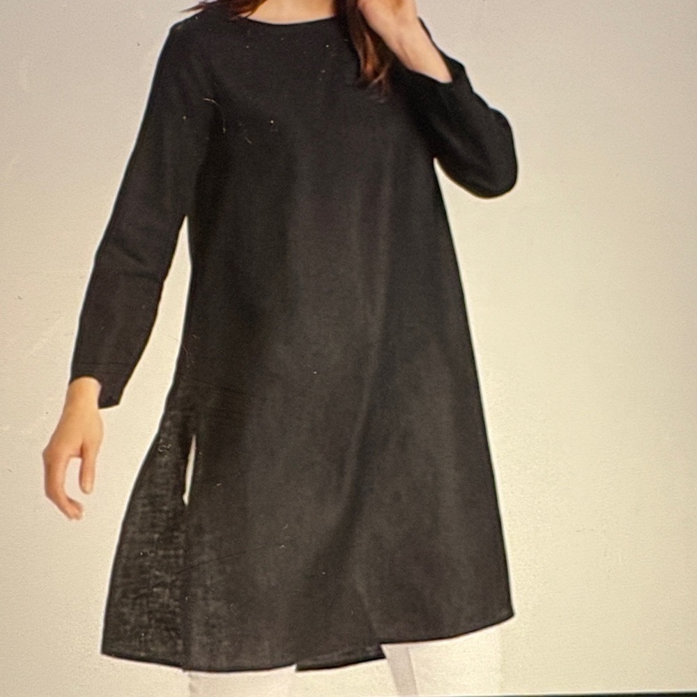 Eileen Fisher Organic Linen Black Tunic S